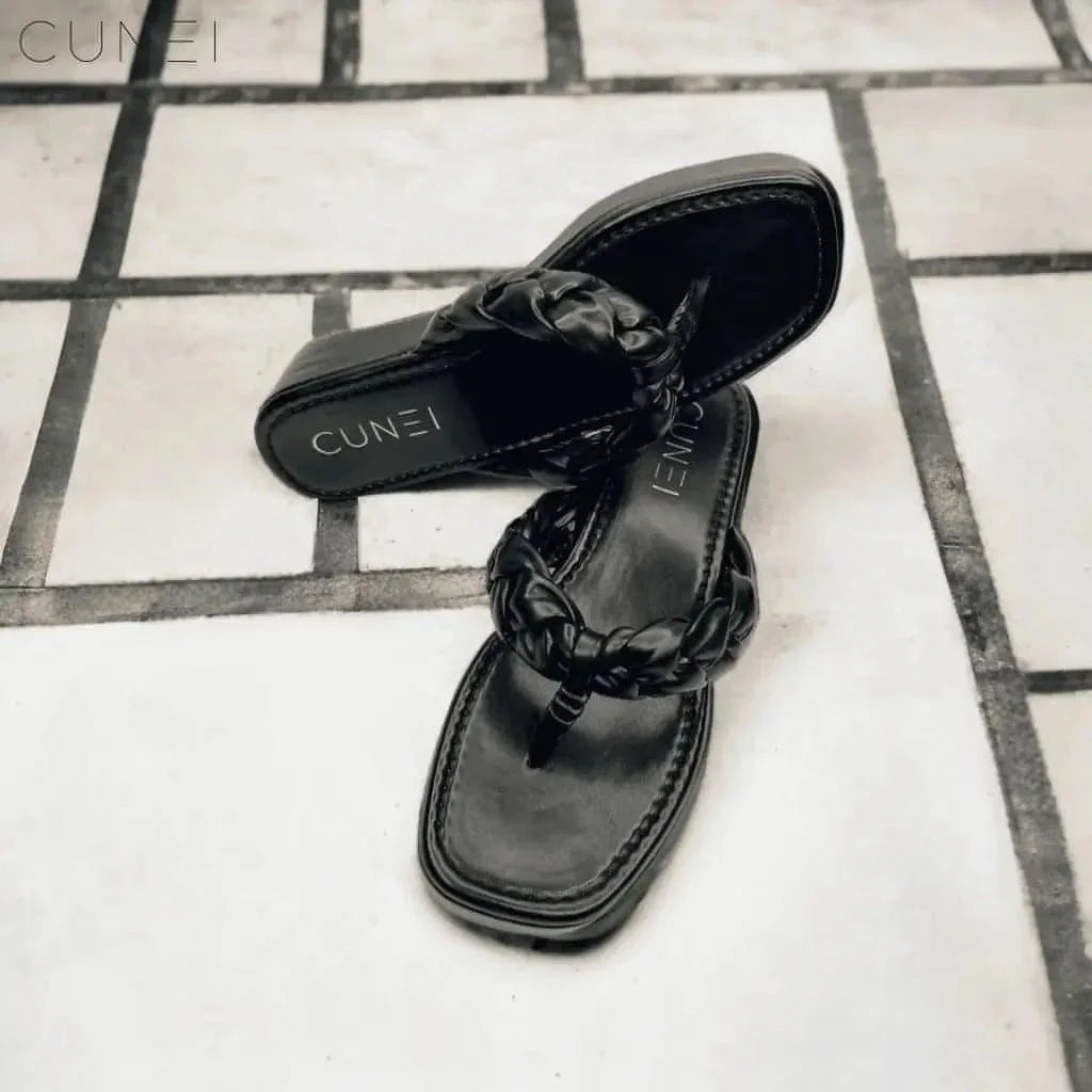 Black Braided Platform Heels - Wedges