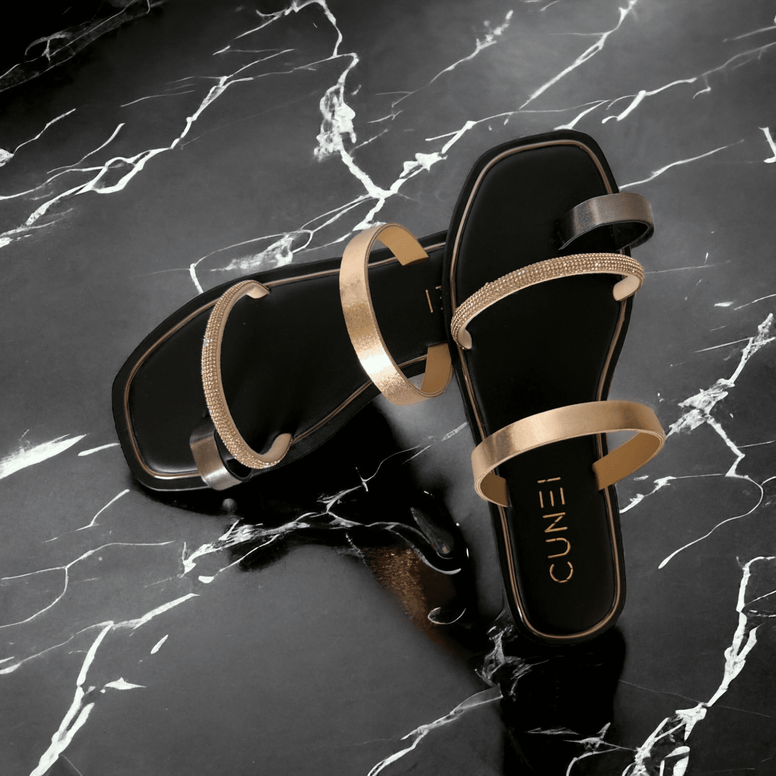 Black Double Strap Buckle Sandals - Queen B Boutique