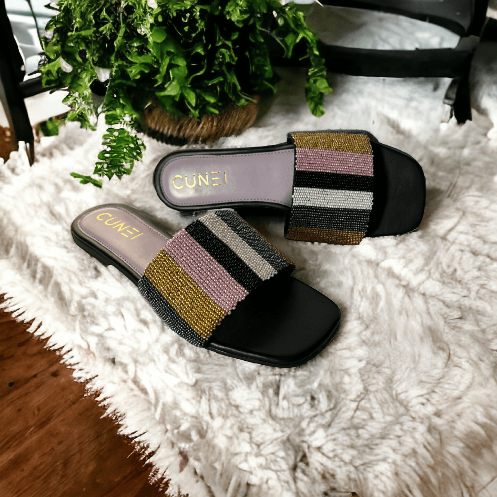 Lilac - Multicolored Beaded Flats