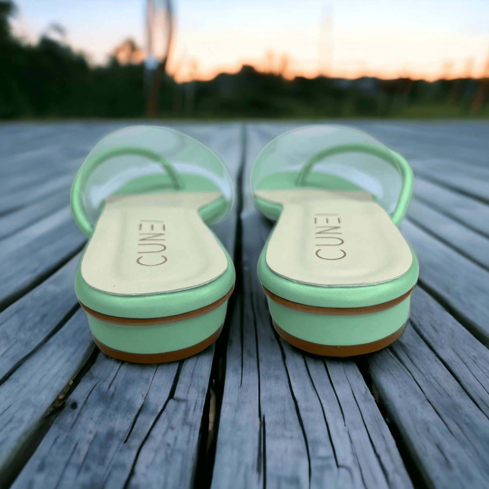 Pastel Green Clear Strap Heels - Heels