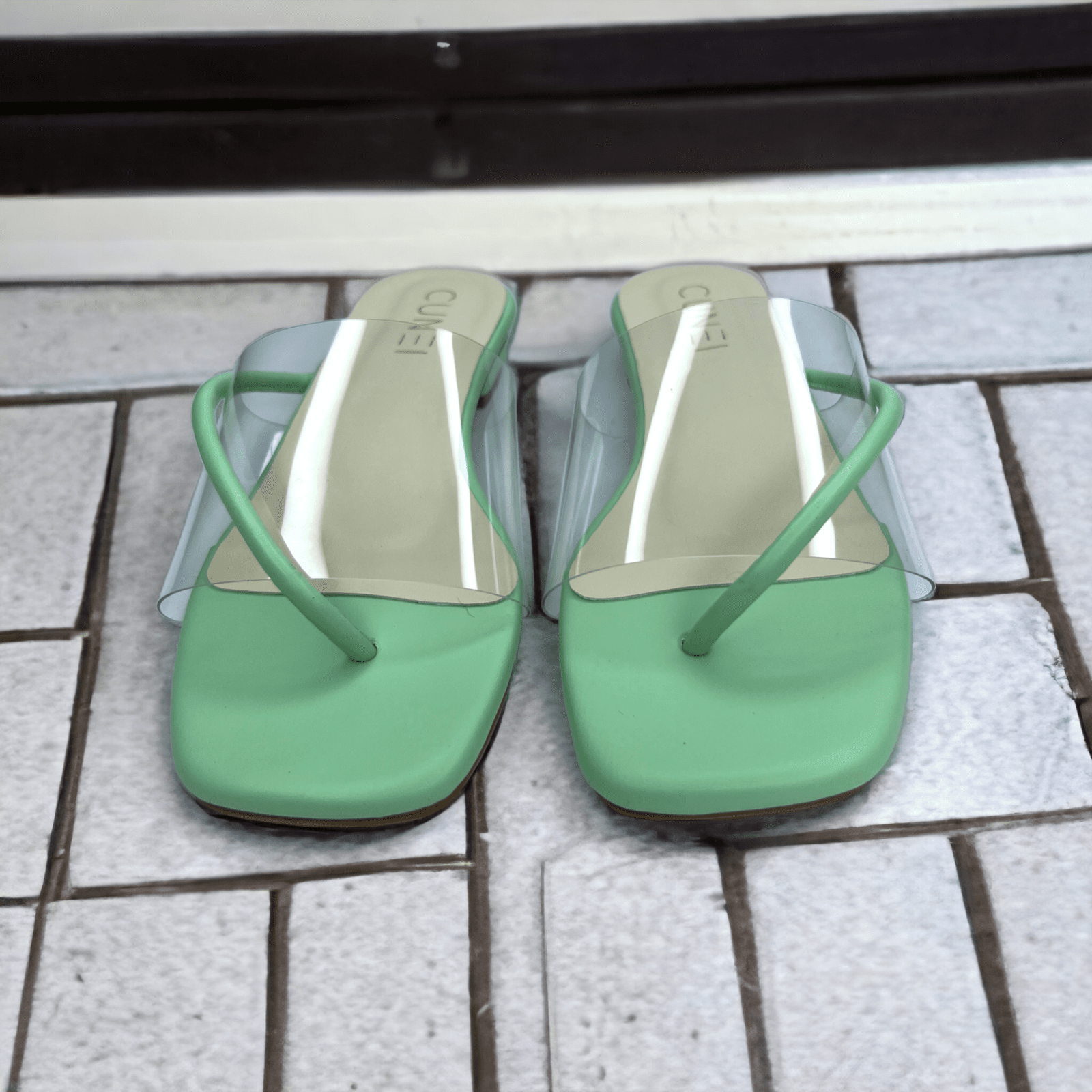 Pastel Green Clear Strap Heels - Heels