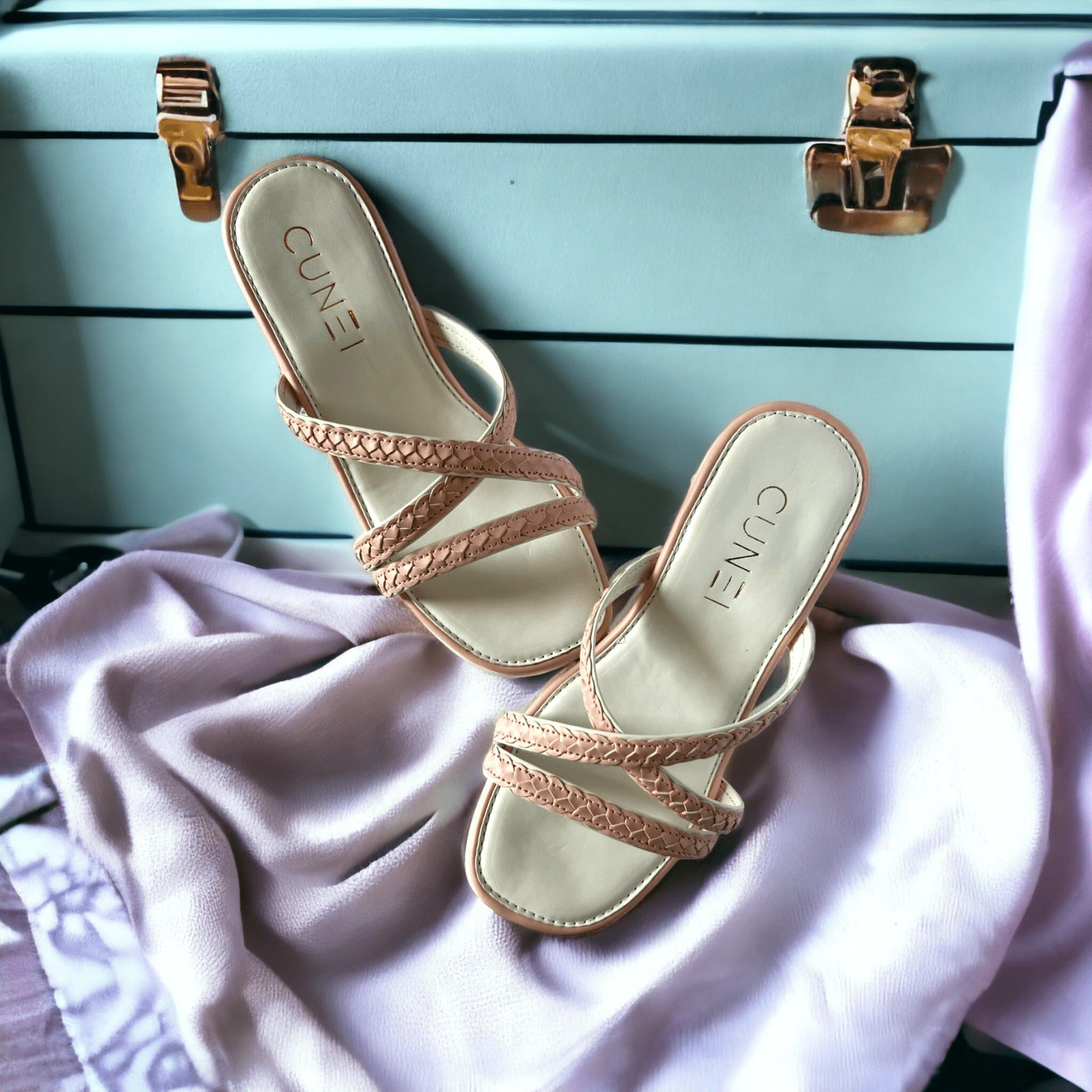 Pastel Pink and White Wedges