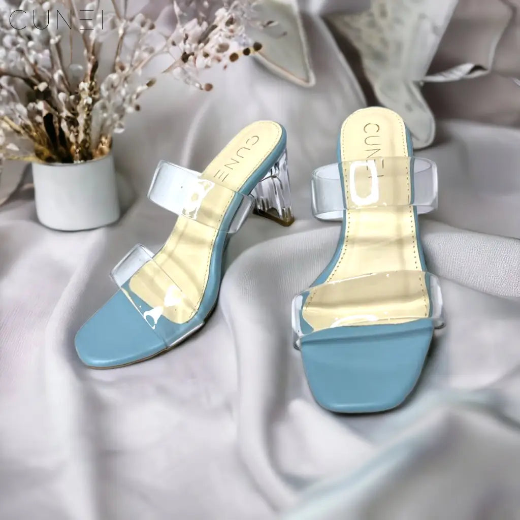 Sky Blue Clear Straps and Heels X DC Mumbai