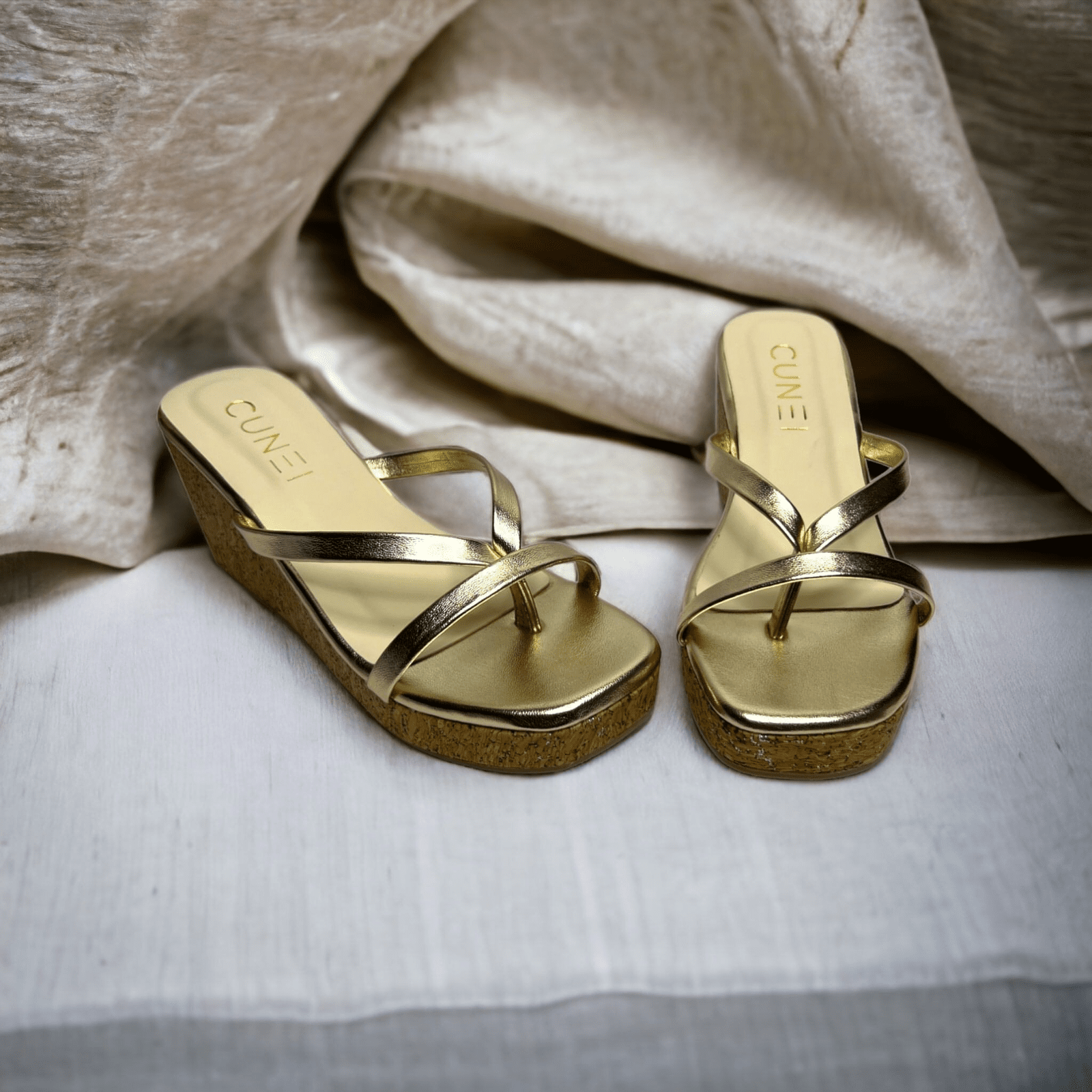 Sleek and Stylish Golden Wedges - Wedges