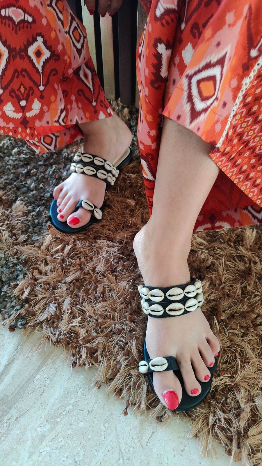 White Shell Open Toe Sandals - Heels