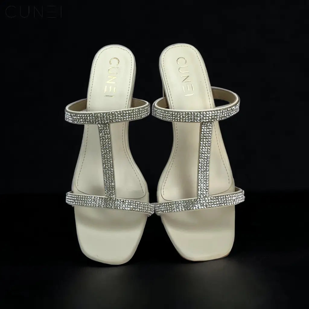 White Shimmery Heels - Heels